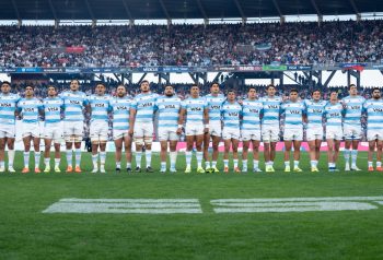 Los Pumas durante un partido internacional de rugby