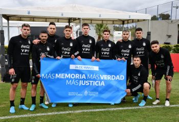 La Seleccion Argentina durante la previa de un partido