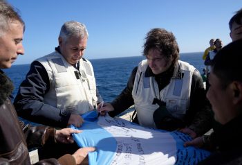Javier Milei y autoridades argentinas durante ejercicios combinados con Estados Unidos en 2026