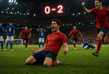 Imagen editorial de España venciendo 2-0 a Francia según CAFISHIA