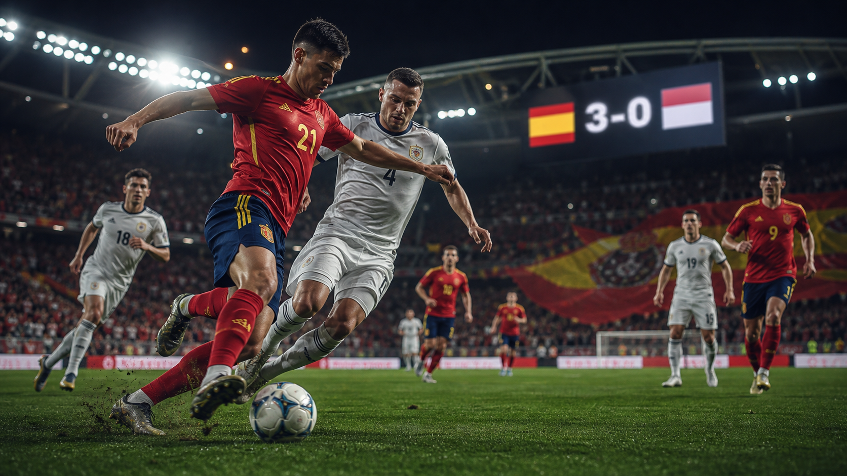 Imagen periodística generada: España vs Austria, CAFISHIA Mundial 2026