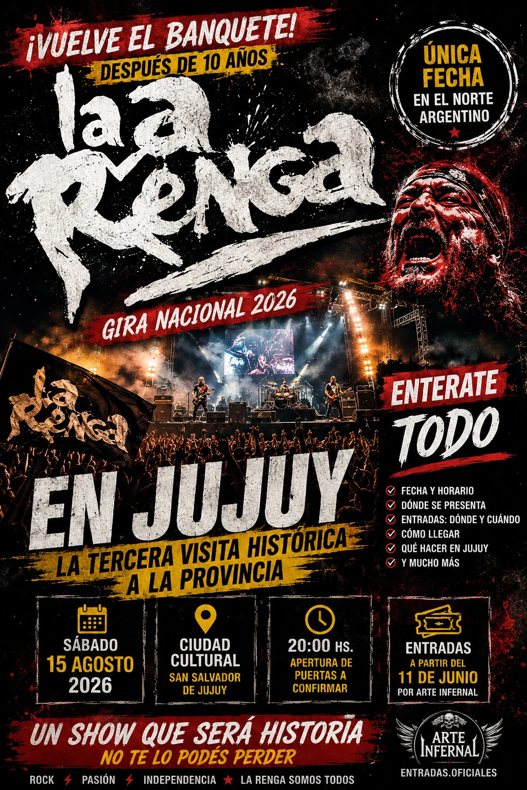La Renga en un recital al aire libre en Jujuy