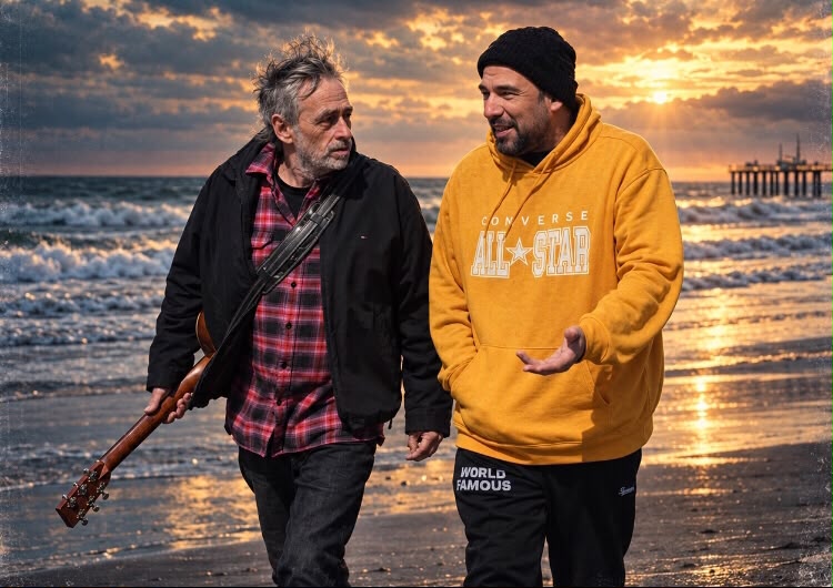 Gustavito y Jorge Perro Serrano en la costa